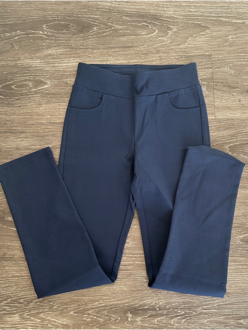 Navy Blue Pull On Stretch Pants Leggings Women Size 0 Slim High Waist
